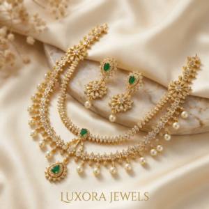 luxora bridal emerald choker necklace set